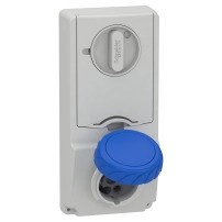 Индустриален контакт с блокировка, Mureva PK, монтаж в табло, 16A, 2P+E, 220V, IP65