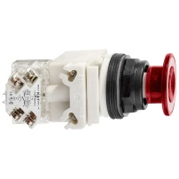 Head ill PB plast red mushr 41mm 24V