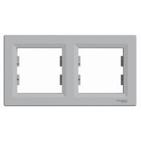 SCHNEIDER ELECTRIC Рамка двойна хоризонт.Алум. Asfora-horizontal 2-gang frame-alu