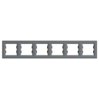 Рамка-шесторна хориз., Стомана Asfora-horizontal 6-gang frame-steel