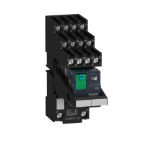 Миниатюрно реле с основа, предварително сглобено, Harmony, 6 A, 4 CO, с LED, с заключващ се тест бутон, отделно гнездо за клеми, 24 V DC