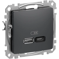 USB зарядно A+C, 3A, 45W, антрацит