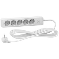 SCHNEIDER ELECTRIC Разклонител 5 гнезда, 5м. кабел, бял