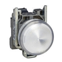 SCHNEIDER ELECTRIC Pilot light, grey plastic, white, 22mm, LED, plain lens, 230..240V AC