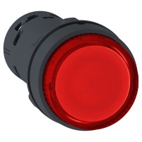 Светещ бутон, червен LED 230V NC