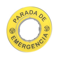 SCHNEIDER ELECTRIC Табелка, жълта, 90mm, за авар. стоп, "PARADA DE EMERGENCIA"